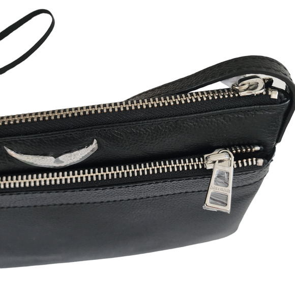 NWT Zadig & Voltaire Crossbody Bag Black Leather Stella Wings Zipper Shoulder - Picture 16 of 16